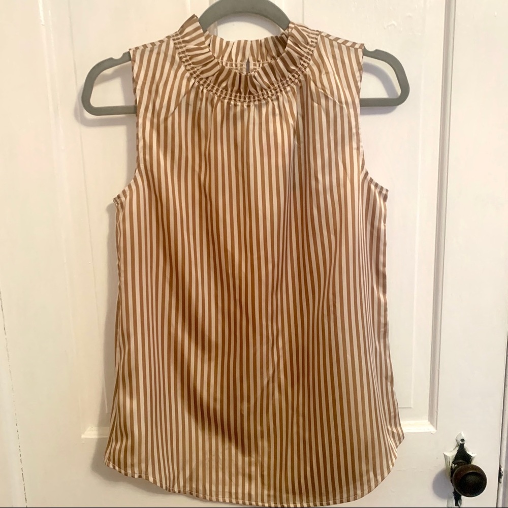Banana Republic high ruffle collar stripe tank NWT